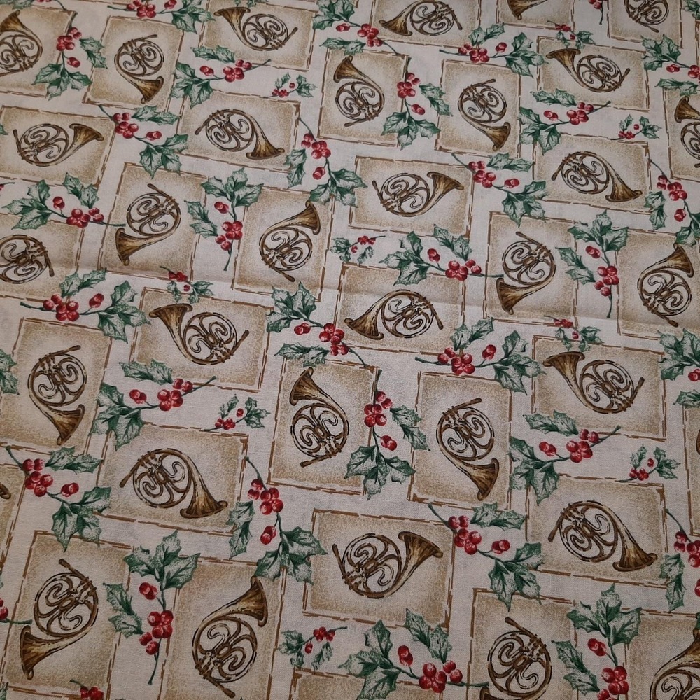 Christmas French Horns Signature Classics Oakhurst Textiles Cotton Fabric 2 Yd